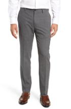 Men's Nordstrom Signature Trim Fit Flat Front Solid Wool Trousers - Grey