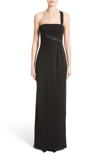 Women's Armani Collezioni Crystal Trim Matte Jersey Gown Us / 42 It - Grey