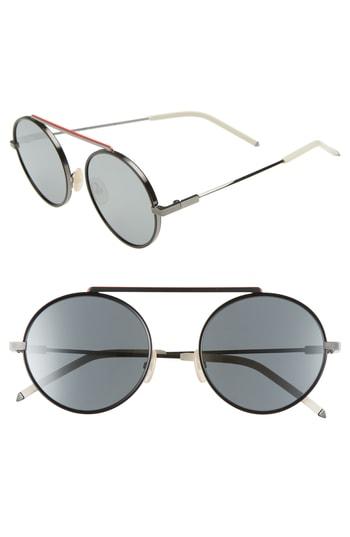 Men's Fendi 54mm Round Sunglasses - Ruthenium/black