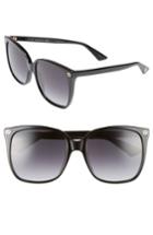Women's Gucci 57mm Square Sunglasses - Black/ Grey