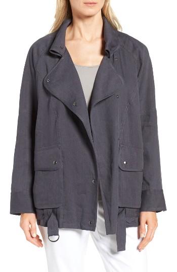 Women's Nordstrom Collection Linen Blend Utility Jacket - Grey