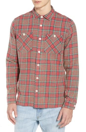 Men's Wax London Whiting Plaid Flannel Shirt - Red