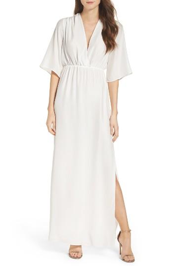 Women's Natalie Deayala Collection Flutter Sleeve Silk Gown - White
