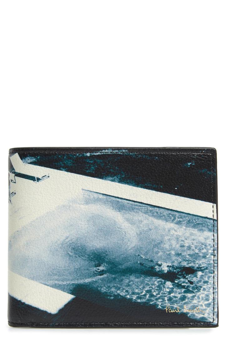 Men's Paul Smith Print Leather Wallet - Blue