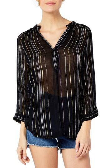 Women's Michael Stars Beach Stripe Tunic Top - Black