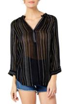 Women's Michael Stars Beach Stripe Tunic Top - Black