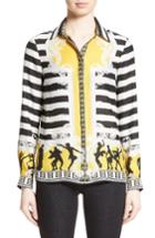 Women's Versace Collection Catwalk Print Silk Blouse Us / 40 It - White