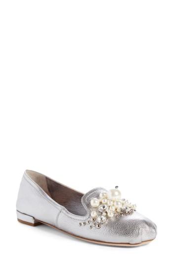 Women's Miu Miu Embellished Loafer Us / 37eu - Metallic