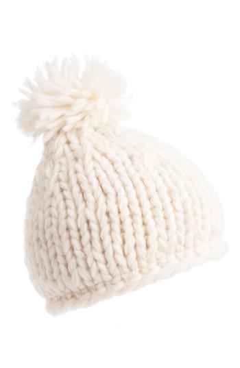 Women's Nivanna Designs Chunky Knit Pompom Beanie - Ivory