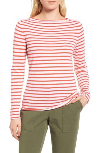 Women's Nordstrom Signature Stripe Cashmere Sweater - Orange