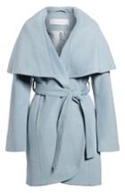 Women's T Tahari Wool Blend Belted Wrap Coat, Size - Blue
