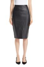 Women's St. John Collection Stretch Nappa Leather Pencil Skirt - Black