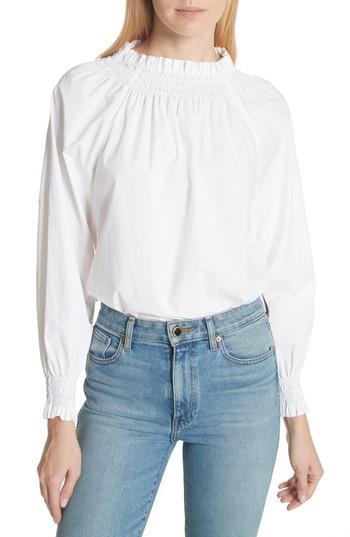 Women's La Vie Rebecca Taylor Smock Poplin Top - White
