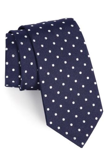Men's Gitman Polka Dot Silk Tie, Size X-long - Blue