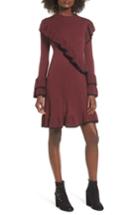 Women's Bp. Ruffle Knit Sweater Dress, Size - Burgundy