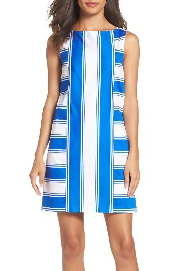 Women's Adrianna Papell Stretch Cotton Shift Dress - Blue