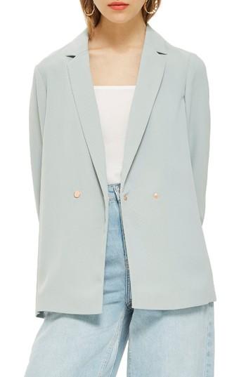 Women's Topshop Ava Double Breasted Jacket Us (fits Like 0) - Green
