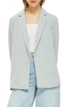 Women's Topshop Ava Double Breasted Jacket Us (fits Like 0) - Green