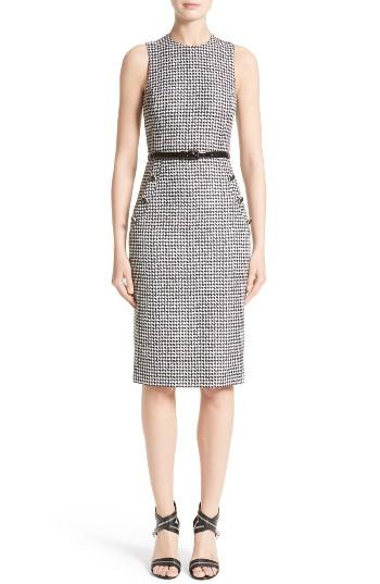 Women's Michael Kors Houndstooth Wool Jacquard Sheath Dress - Black