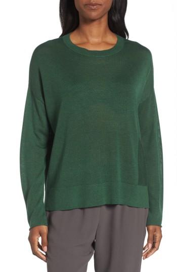 Women's Eileen Fisher Tencel Blend Sweater, Size - Green