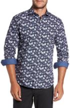 Men's Bugatchi Trim Fit Circle Print Sport Shirt, Size - Grey