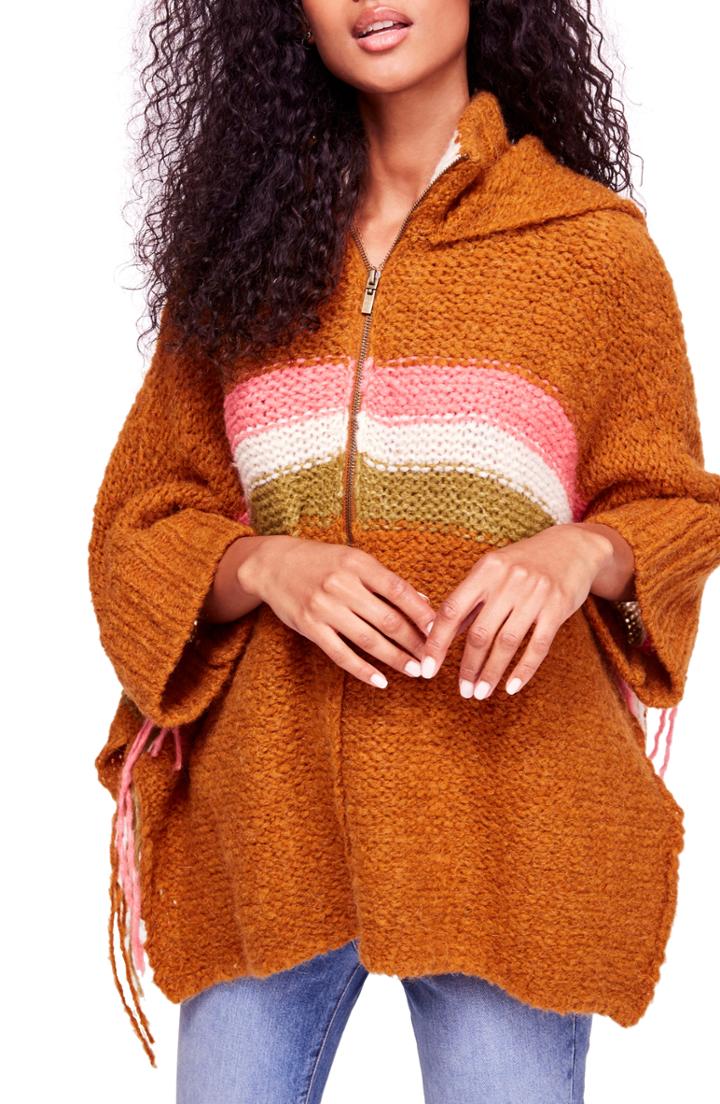 Women's Free People Desert Sunrise Poncho /small - Orange