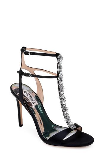 Women's Badgley Mischka Hollow T-strap Embellished Sandal M - Black