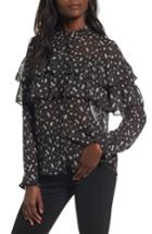 Women's Lost + Wander Leona Floral Print Ruffle Top - Black
