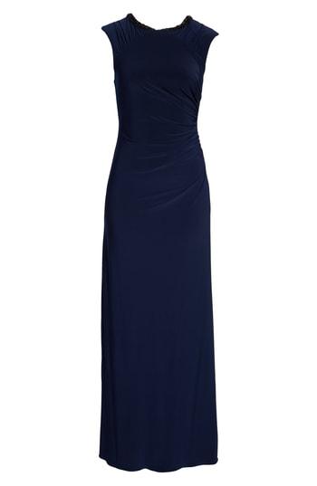 Women's Adrianna Papell Ruched Jersey Gown W (similar To 16w) - Blue
