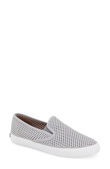 Women's Sperry 'seaside' Perforated Slip-on Sneaker M - Grey