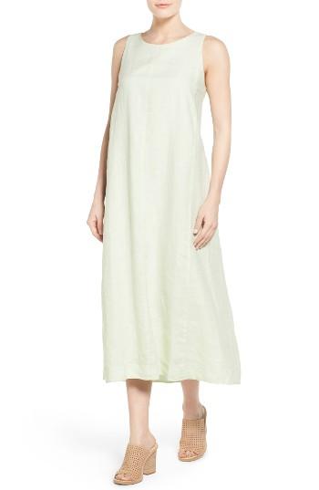 Women's Eileen Fisher Organic Linen Long A-line Dress, Size - Green