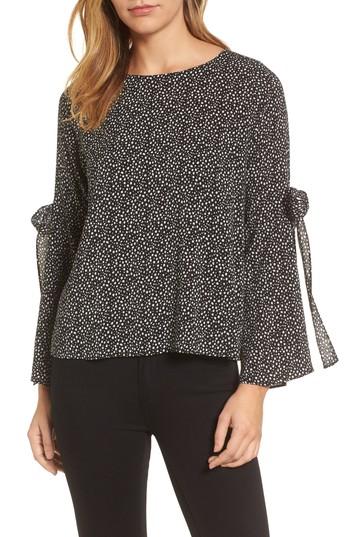 Women's Velvet By Graham & Spencer Printed Tie-sleeve Blouse - Black
