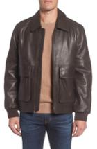 Men's Andrew Marc Lambskin Leather Aviator Jacket - Brown