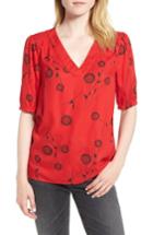 Women's Hinge Print Pullover Blouse, Size - Red