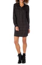 Women's Michael Stars Plaid Henley Shirtdress - Black
