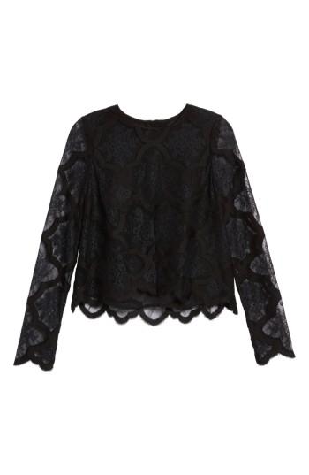 Women's Kendall + Kylie Lace Crop Top - Black