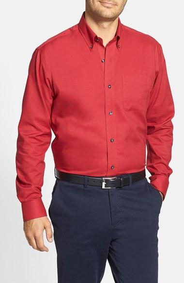 Men's Cutter & Buck 'nailshead' Classic Fit Sport Shirt, Size - Red (online Only)