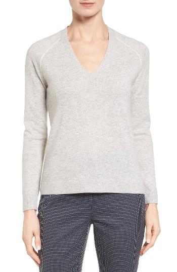Women's Nordstrom Collection Contrast Seam Cashmere Pullover
