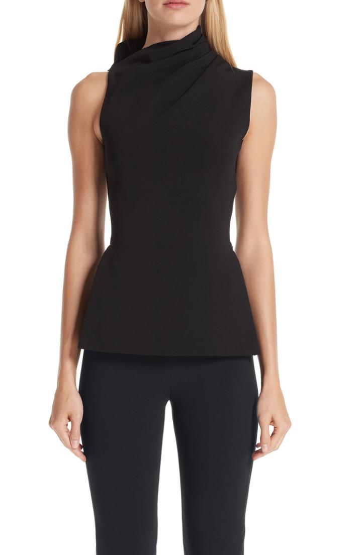 Women's Brandon Maxwell Side Drape Jersey Tank - Black