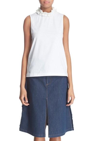 Women's See By Chloe Ruffle Neck Cotton Tank