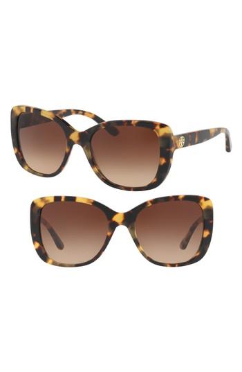 Women's Tory Burch 53mm Gradient Rectangle Sunglasses - Lite Tortoise