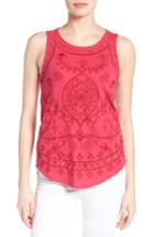 Women's Lucky Brand Eyelet Embroidered Cotton Tank - Pink