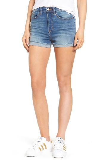 Women's Sp Black High Waist Cuffed Denim Shorts