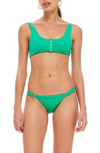 Women's Topshop Snap Front Bikini Top - Green