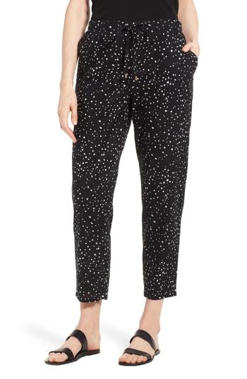 Women's Eileen Fisher Slouchy Tapered Organic Cotton Ankle Pants, Size - Black