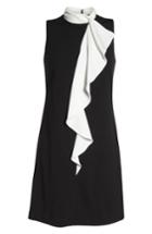 Women's Adrianna Papell Ruffle Collar Shift Dress - Black