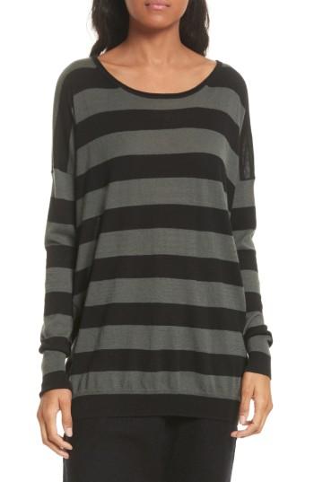 Women's Vince Wide Stripe Wool & Cashmere Sweater - Green