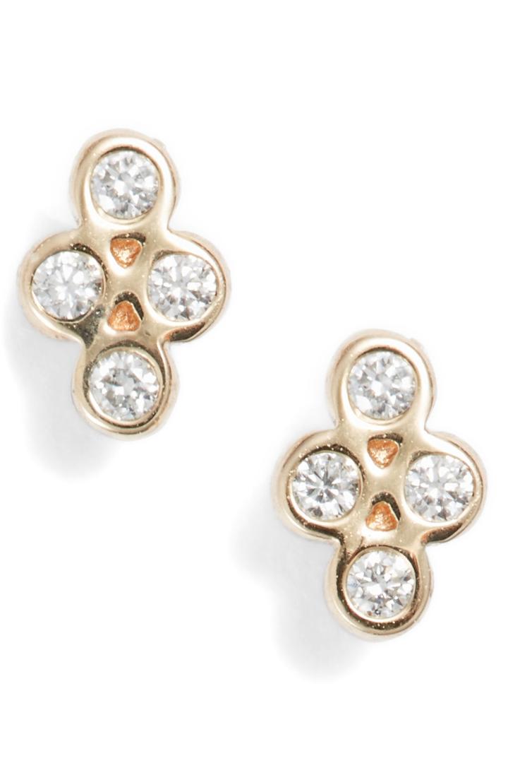 Women's Zoe Chicco Tiny Quad Diamond Stud Earrings