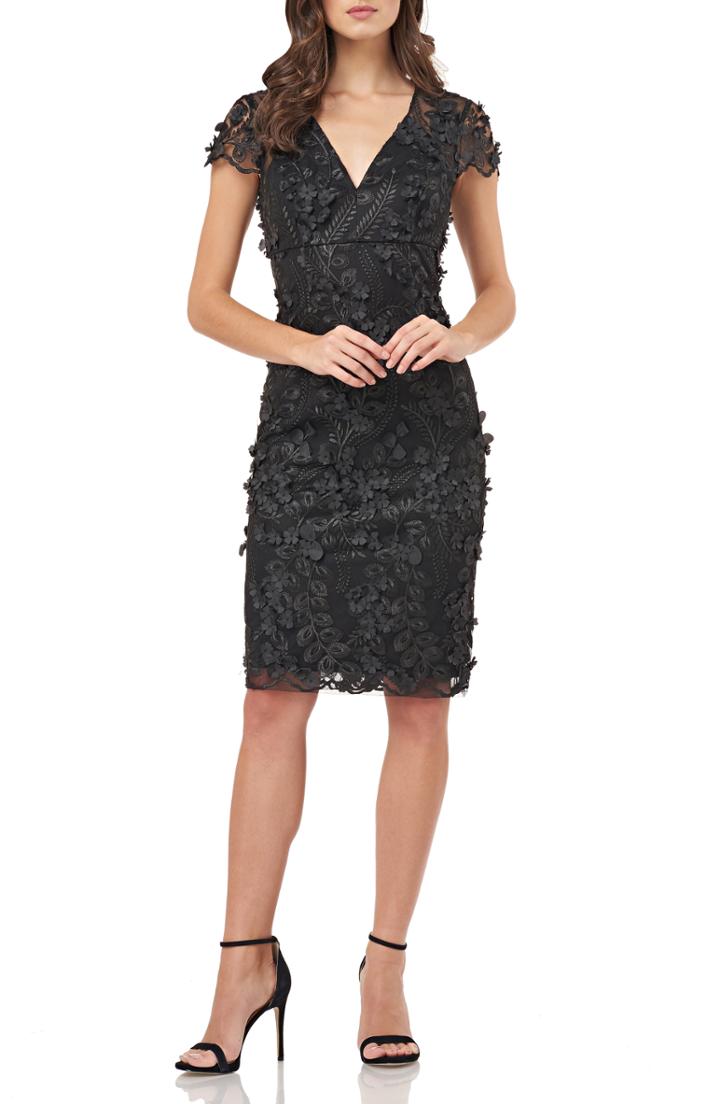 Women's Carmen Marc Valvo Infusion Petals Embellished Cocktail Dress - Black
