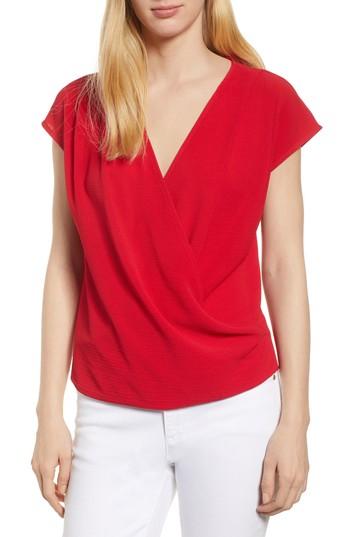Women's Gibson Draped Faux Wrap Top, Size - Red
